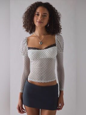 Kimchi Blue In The Dark Sheer Mesh Long Sleeve Top NWT